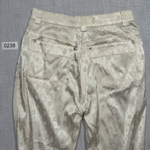 Vintage Versus Gianni Versace Trousers Floral Jacquard White Satin Size 33/40 - Picture 4 of 15